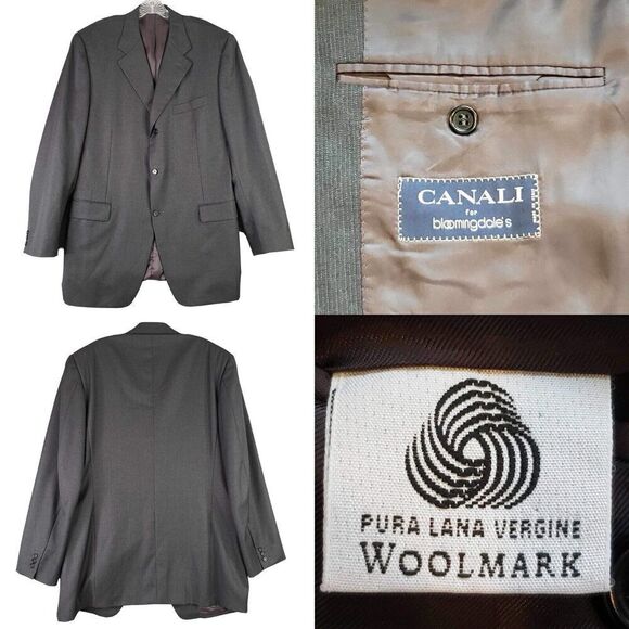 CANALI Coat Sport Jacket Blazer Wool Gray Stripe Three Button Mens 54L US 44 - Picture 1 of 15
